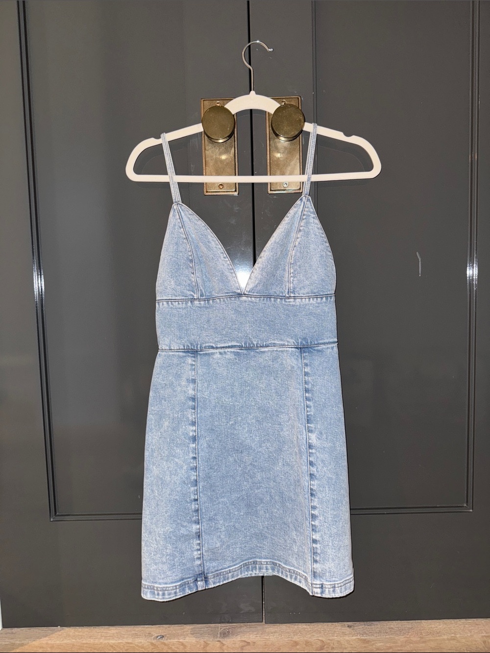 Alice + Olivia Jeans Light Wash Denim Mini Dress Smocked Waist Size 4